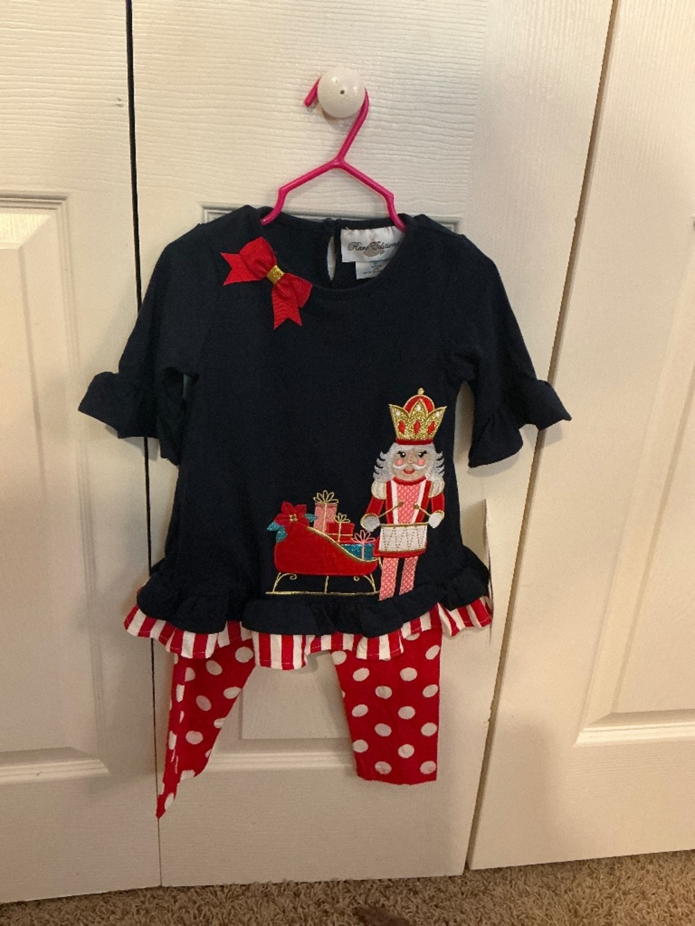 NWT Rare Editions, 24 months, navy and red/white polka dot 2 piece set